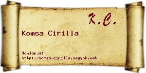 Komsa Cirilla névjegykártya